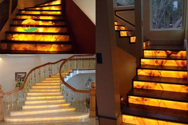 tranh đá onyx ốp cầu thang